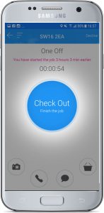 Job check out screen - Finish the job button