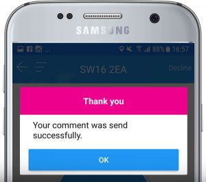 Comment successfully sent confirmation message